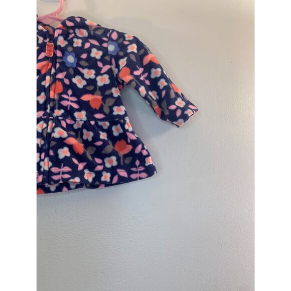 CARTER’S Girl’s Floral Fleece Light Weight Hooded Full Zip Jacket / Size: 3 Mos - Picture 5 of 8
